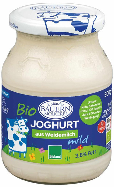 Produktfoto zu Upländer Naturjoghurt 500gr 3,7%Fett