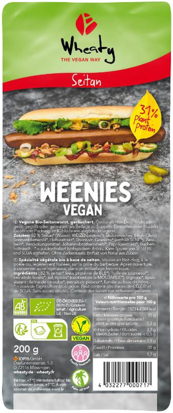 Produktfoto zu Weenies Würstchen vegan 200 g