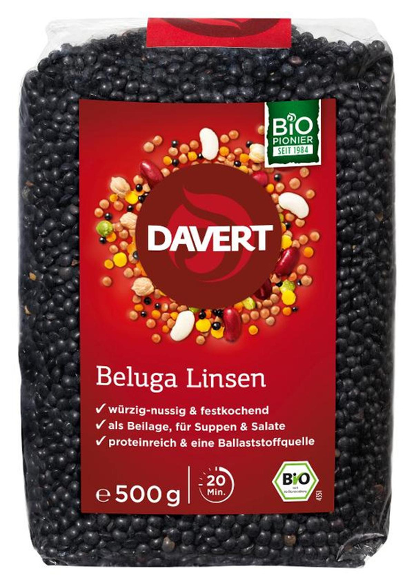 Produktfoto zu Beluga Linsen, schwarz 500g