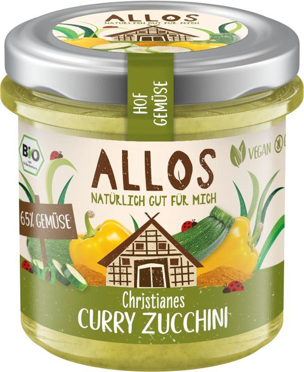 Produktfoto zu Aufstrich Allos Hofgemüse Curry Zucchini, Glas 135g