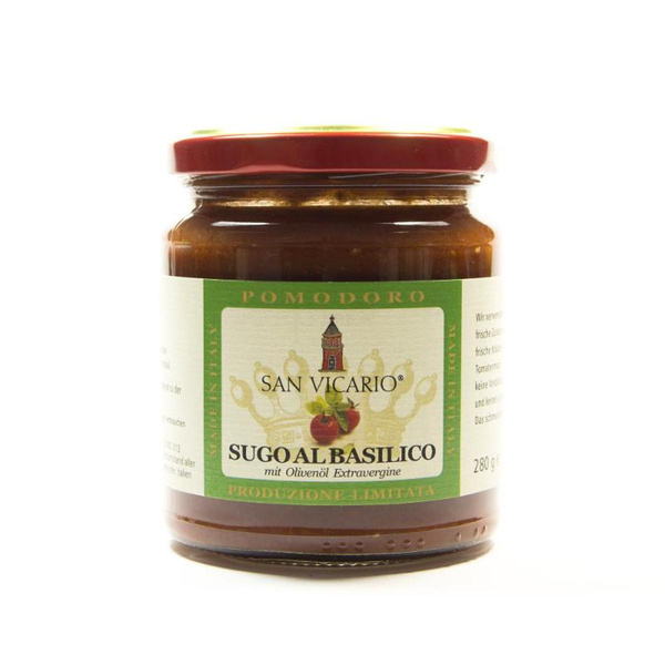 Produktfoto zu Tomatensugo Basilikum 280g San Vicario