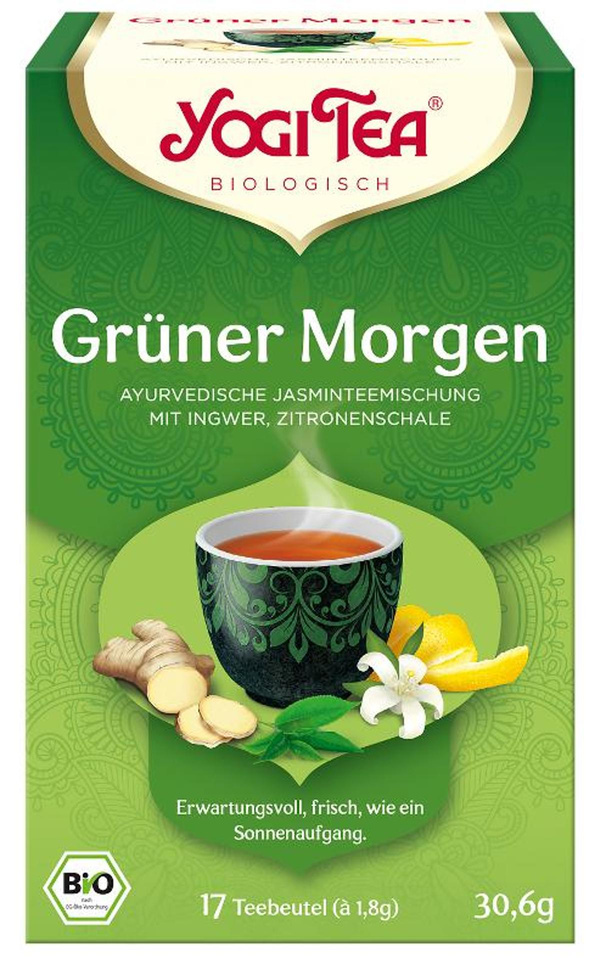 Produktfoto zu Yogi Tea Grüner Morgen Teebeutel 17x1,8g