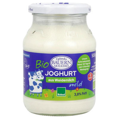Produktfoto zu Upländer Naturjoghurt 500gr 3,7%Fett