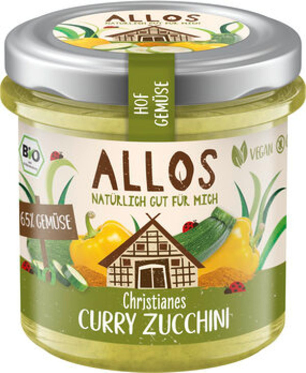Produktfoto zu Aufstrich Allos Hofgemüse Curry Zucchini, Glas 135g
